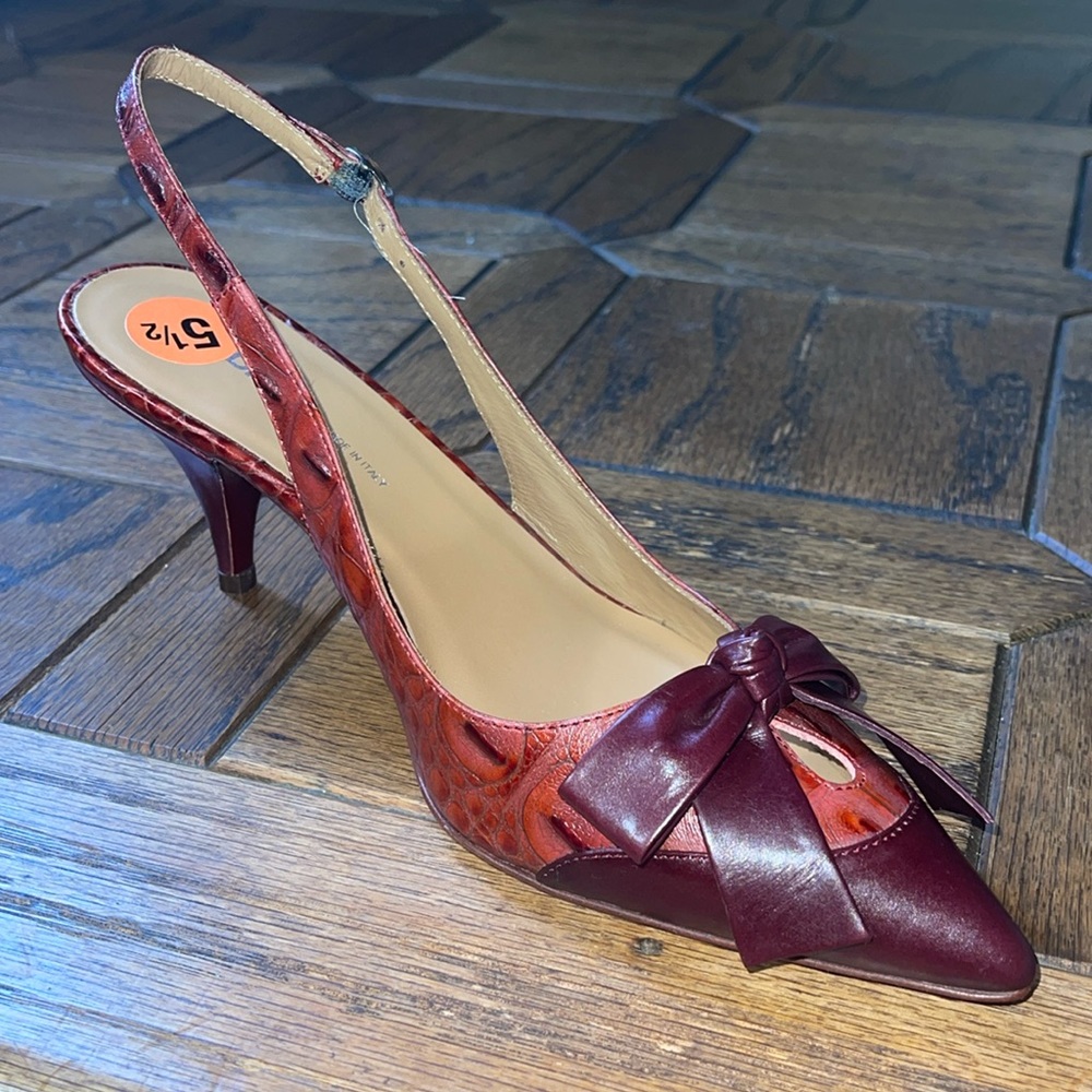 Vintage DKNY Slingback Kitten Heels Eggplant/Maroon 5.5 *NEW*
